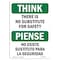 Signmission OSHA THINK Sign, There Is No Substitute For Bilingual, 5in X 3.5in Decal, 3.5" W, 5" L, Landscape OS-TS-D-35-L-11886 - alternate 1